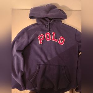 Mens polo ralph lauren pullover hoodie size Xl in navy blue and red polo wording